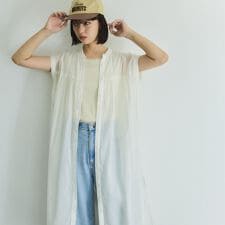 ボイルフレンチスリーブシャツワンピース≪手洗い可能≫