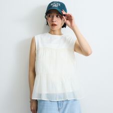 オーガンジービスチェドッキングトップス≪手洗い可能≫