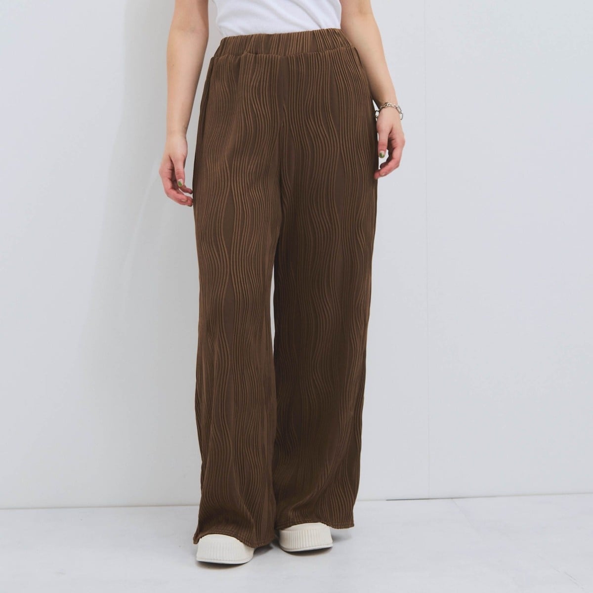 ウェーブパイピングワイドパンツ≪手洗い可能≫