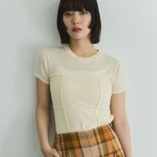 ビスチェ風切り替えニットトップス≪手洗い可能≫