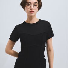 ビスチェ風切り替えニットトップス≪手洗い可能≫