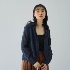 シアーデニムダブルポケットシャツ≪セットアップ対応/手洗い可能≫