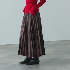 レザーライクジョーゼットプリーツスカート≪手洗い可能≫