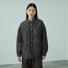 パデッドデニムビッグシャツ≪洗濯機で洗える≫