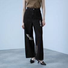 【大人の抜け感】デニムカットオフダメージパンツ