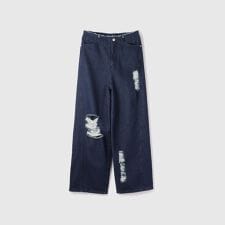 【大人の抜け感】デニムカットオフダメージパンツ