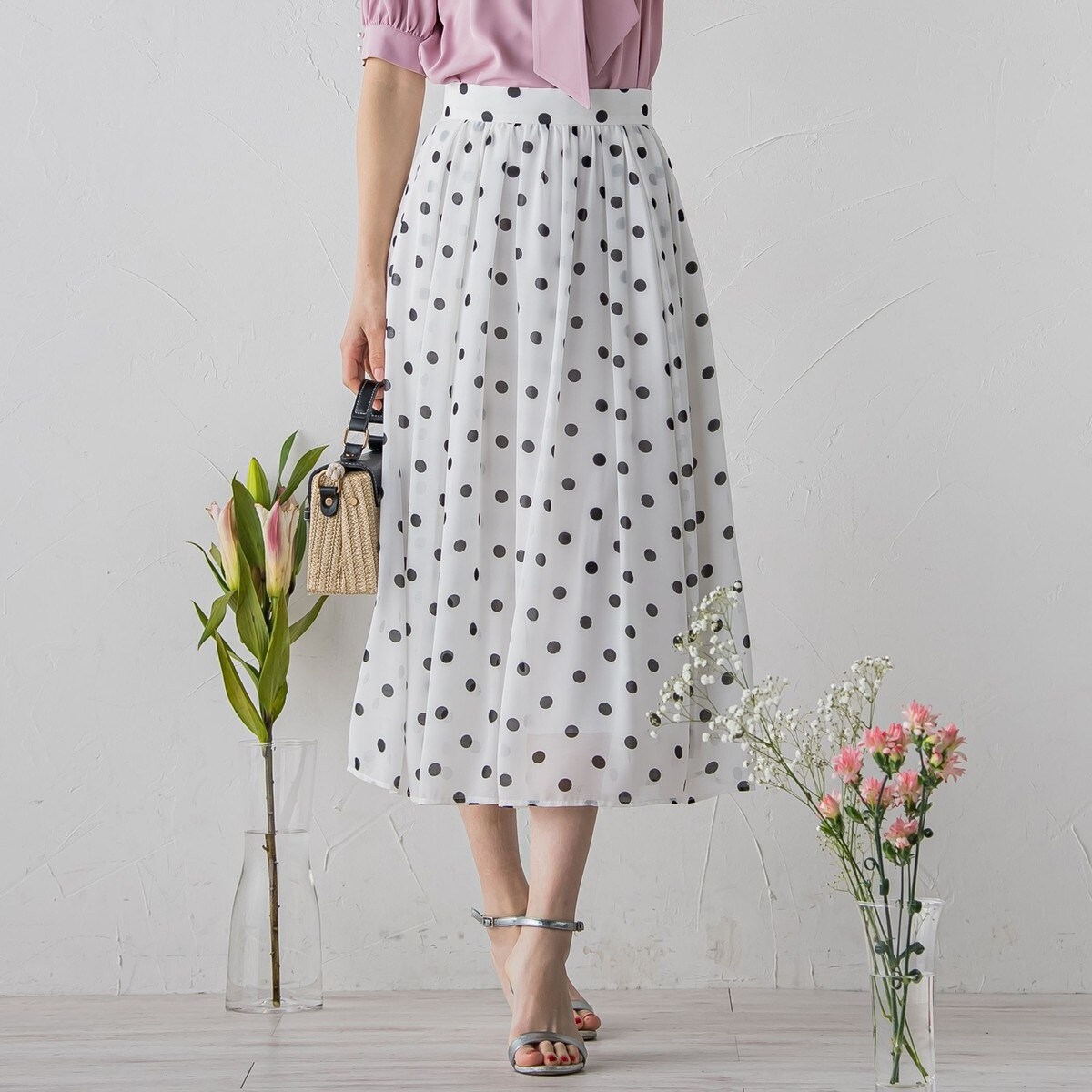 クイーンキャットスカート AMBIDEX Store △○シャーリングドットパネルジャカード