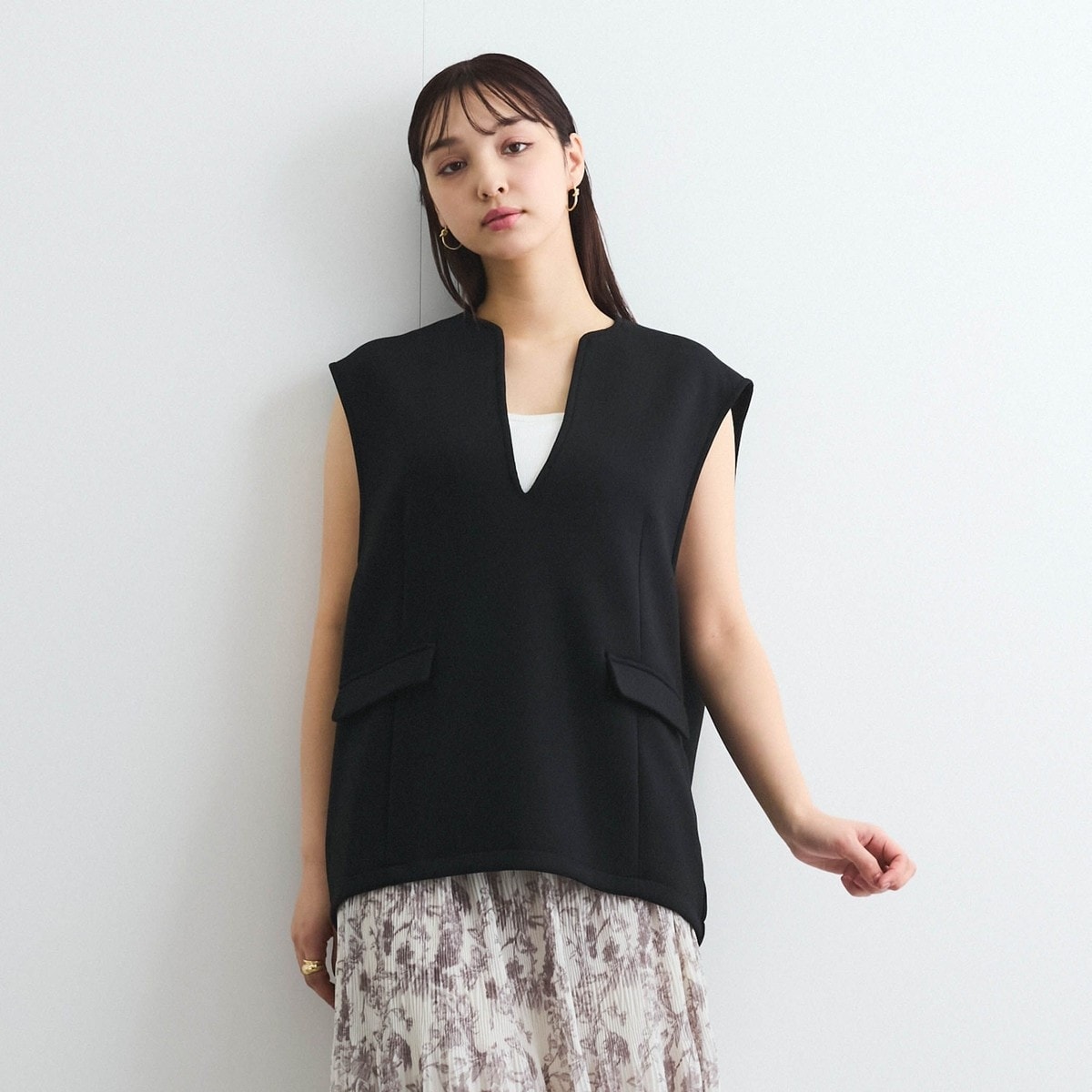 ベスト ジレ カルゼテーラータックベスト「手洗い可能」 レディース QUEENS COURT ベスト ジレ カルゼテーラータックベスト「手洗い