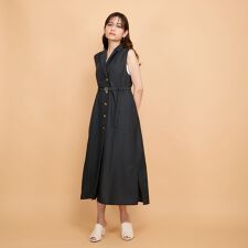 リネンライクシャンブレージレワンピース≪手洗い可能≫