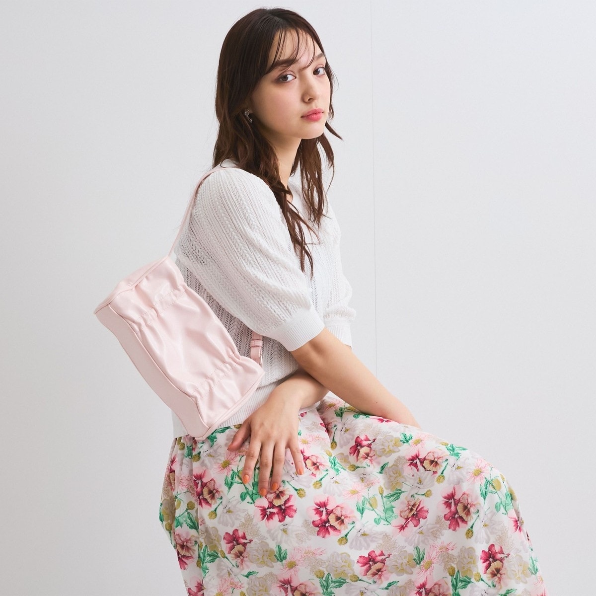 透かし編みパフスリーブニット≪手洗い可能≫