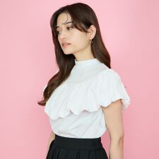 クイーンズコート(QUEENS COURT)のシルケットカットフリルトップス≪手洗い可能≫