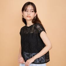 ラッセルレースフレンチスリーブトップス≪手洗い可能≫ | クイーンズコート(QUEENS COURT)