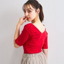 クイーンズコート(QUEENS COURT)のテレコボートネック2WAYトップス≪手洗い可能≫