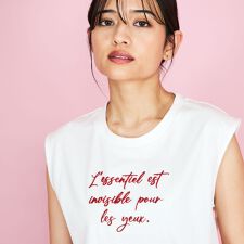 クイーンズコート(QUEENS COURT)の3DフロッキーノースリTシャツ≪洗濯機で洗える≫