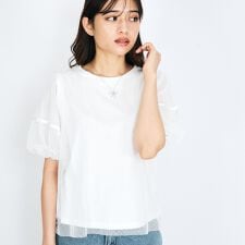 ドットチュールレイヤードカットソー≪手洗い可能≫