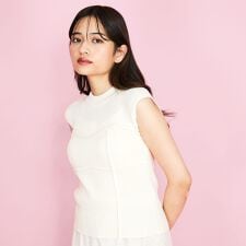 ビスチェ風切替えニットノースリトップス≪手洗い可能≫