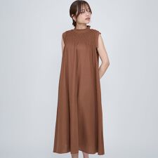 レーヨン麻シャーリングトップワンピース≪洗濯機で洗える≫
