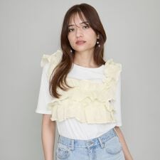 ギャザーフリルTシャツ≪手洗い可能≫