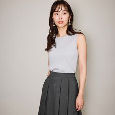 ブライトワイドリブスリーブレスニット≪手洗い可能≫