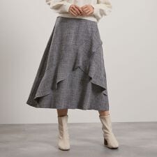 ツィードライクアシメフリルスカート≪手洗い可能≫