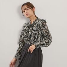 シフォンジャカードボウタイブラウス≪手洗い可能≫