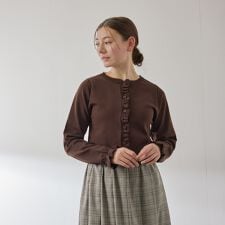 スポンディッシュニットフリルカーディガン≪手洗い可能≫