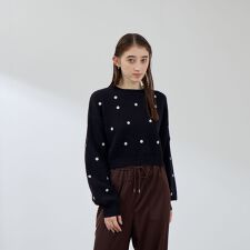 マーガレット刺繍ニットプルオーバー≪手洗い可能≫