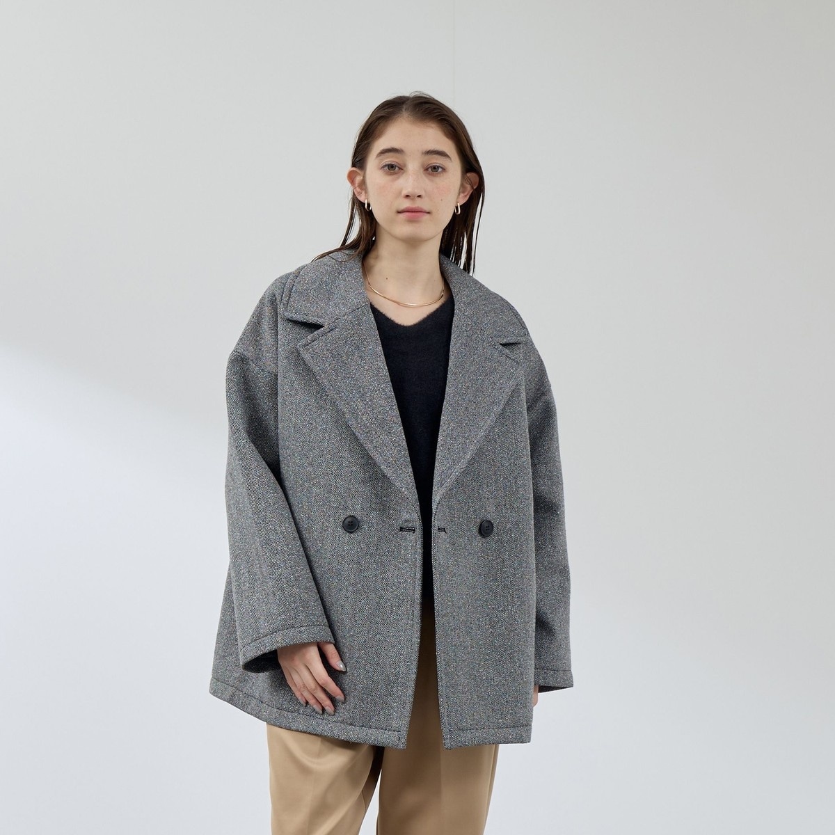 シャギー・ツィード素材バリエーションミドル丈コート JILL by JILL STUART｜シャギー・ツィード素材バリエーションミドル丈