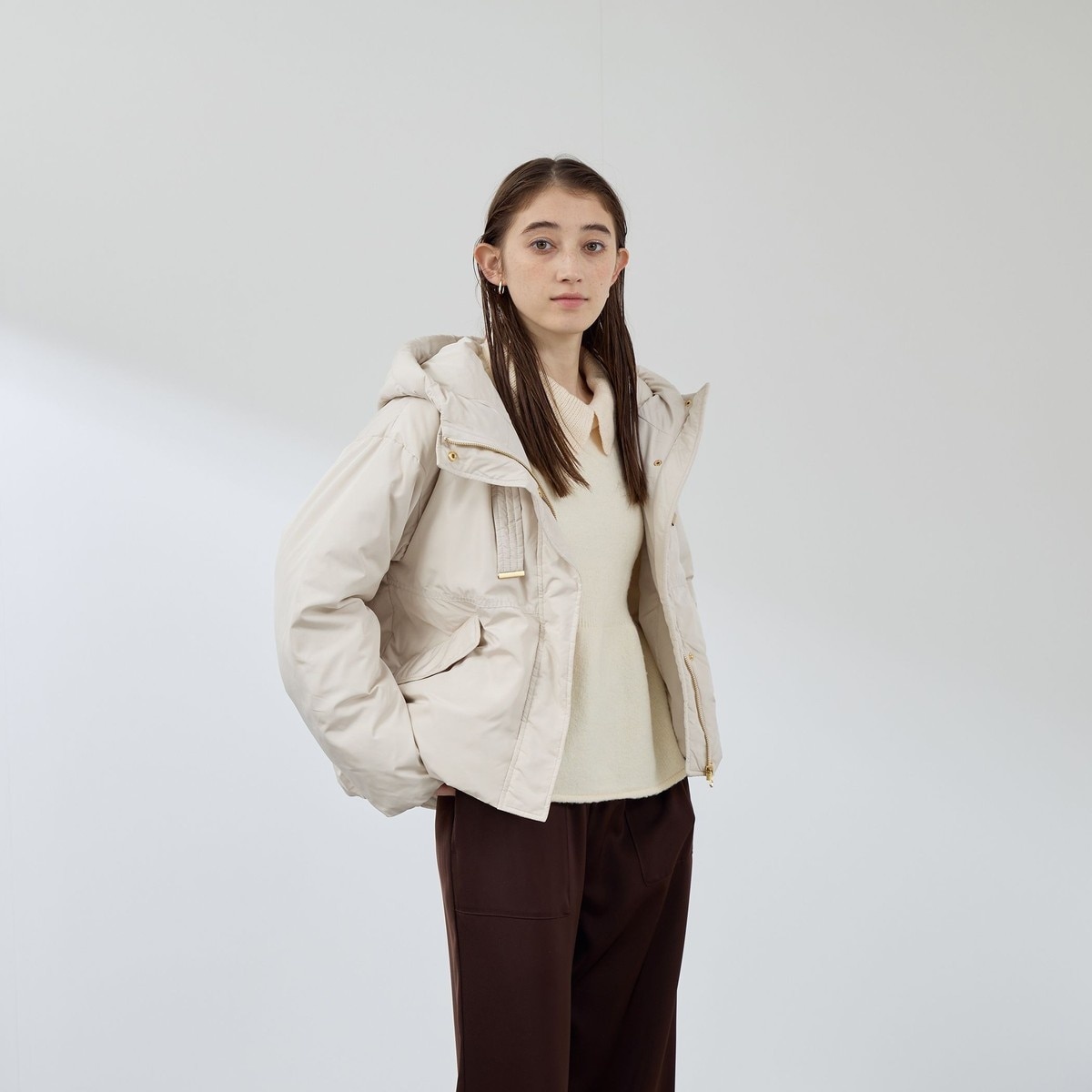 2WAY】ツイードノーカラー ダウンジャケット | エニィスィス(ANY SIS