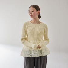 フラワーチュールペプラムリブニット≪手洗い可能≫