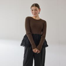 フラワーチュールペプラムリブニット≪手洗い可能≫