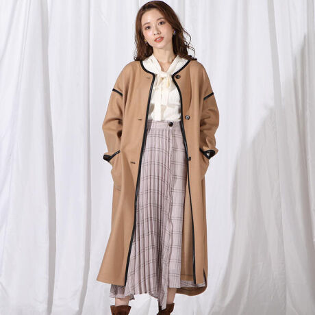 パイピングノーカラーコート | クイーンズコート(QUEENS COURT  