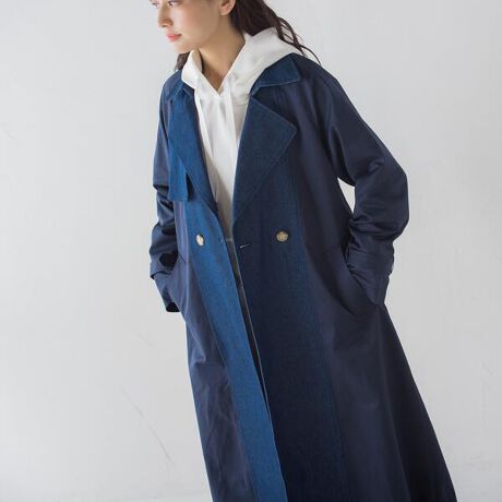 ｓｏｃｏｌｌａ ｗｅｂ別注カラー デニム切替えトレンチコート メイソングレイ Mayson Grey 2124 ファッション通販 マルイウェブチャネル
