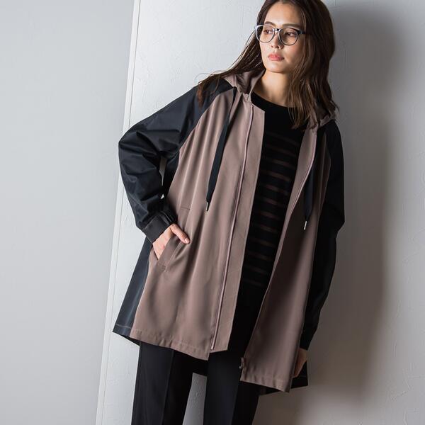 メイソングレイ/異素材ドッキングミドルマウンテンパーカー≪洗濯機で洗える≫ 異素材ドッキングミドルマウンテンパーカー≪洗濯機で洗える