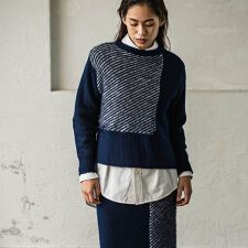 ブロッキング配色ニットプルオーバー≪セットアップ対応/手洗い可能≫