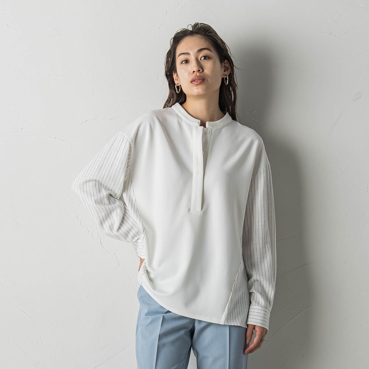 MAYSON GREY / メイソングレイ ストライプドッキングドルマンプルオーバー≪洗濯機で洗える≫ Amazon | [MAYSON GREY] [メイソングレイ] ストライプドッキング