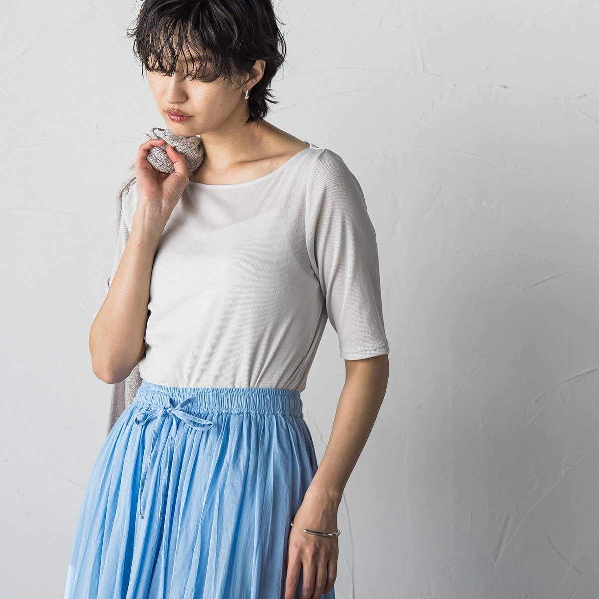 MAYSON GREY / メイソングレイ シアーテレココンパクトTシャツ≪洗濯機で洗える≫ シアーテレココンパクトTシャツ≪洗濯機で洗える≫ | メイソン