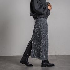 【カタログ掲載】スパンコールナロースカート≪手洗い可能≫