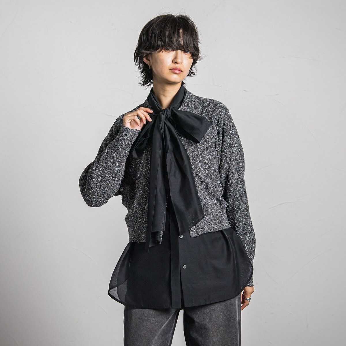 MAYSON GREY / メイソングレイ ラメショートニットカーディガン≪手洗い可能≫ ラメショートニットカーディガン≪手洗い可能≫ | MAYSON GREY