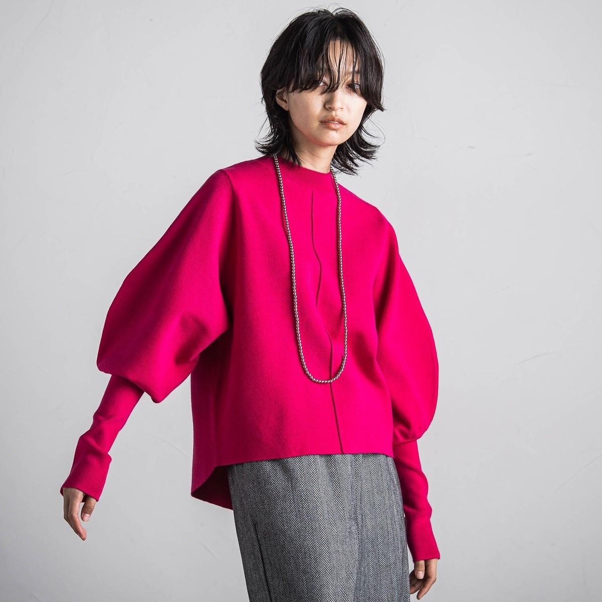 [�}���C]�{�����[��×�t�B�b�g�N���[�l�b�N�j�b�g�v���I�[�o�[���􂢉\��/���C�\���O���C�iMAYSON GREY�j �s���N