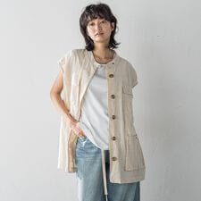 コットンリネンワークジレ≪手洗い可能≫