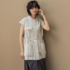 コットンリネンワークジレ≪手洗い可能≫