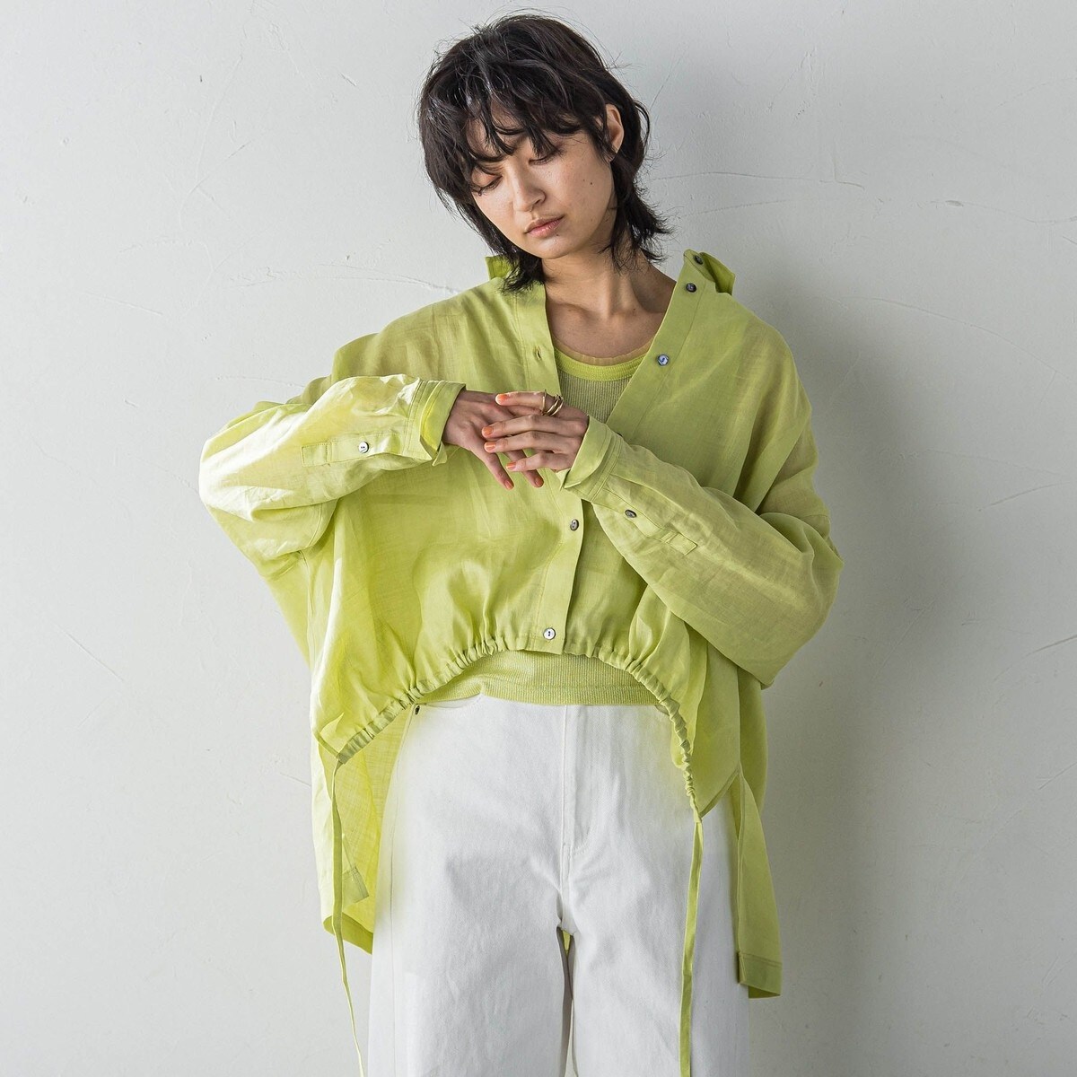 メイソングレイ（MAYSON GREY）/リネンドロストクロップドシャツ≪手洗い可能≫ リネンドロストクロップドシャツ≪手洗い可能≫ | メイソングレイ