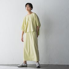 【新色追加】ハーフドルマンスリーブスカートセットアップ≪洗濯機で洗える≫