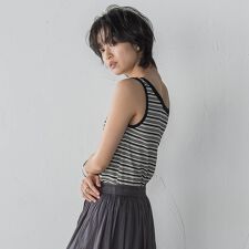 ランダムボーダーアシンメトリーリブタンクトップ≪洗濯機で洗える≫ | メイソングレイ(MAYSON GREY)