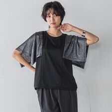 ラメスカーフスリーブプルオーバー≪手洗い可能≫