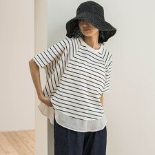 【新色追加】ドライコットン裾ドッキングドルマンプルオーバー≪洗濯機で洗える≫