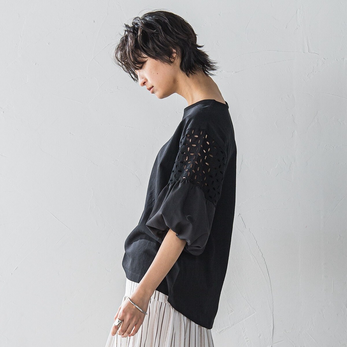 WEB限定】刺繍レーススリーブプルオーバー≪洗濯機で洗える