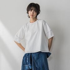 デニム調コクーンスリーブプルオーバー≪洗濯機で洗える≫