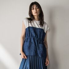 【WEB限定】異素材ドッキングドロストプルオーバー≪洗濯機で洗える≫